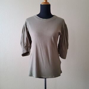 NWT Joie Lydia Military Olive Green Puff Sleeve Jersey Knit Top Size M New